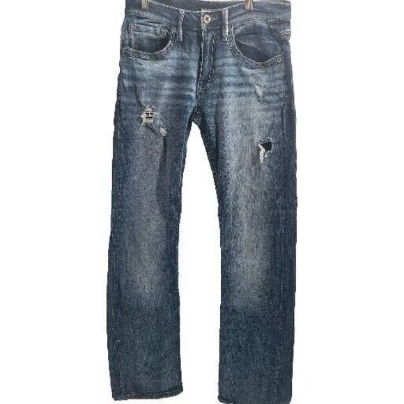 BKE Mens 30 x 36 Blue Medium Wash Denim Straight Leg Jake Jeans 5-Pocket - Picture 1 of 12